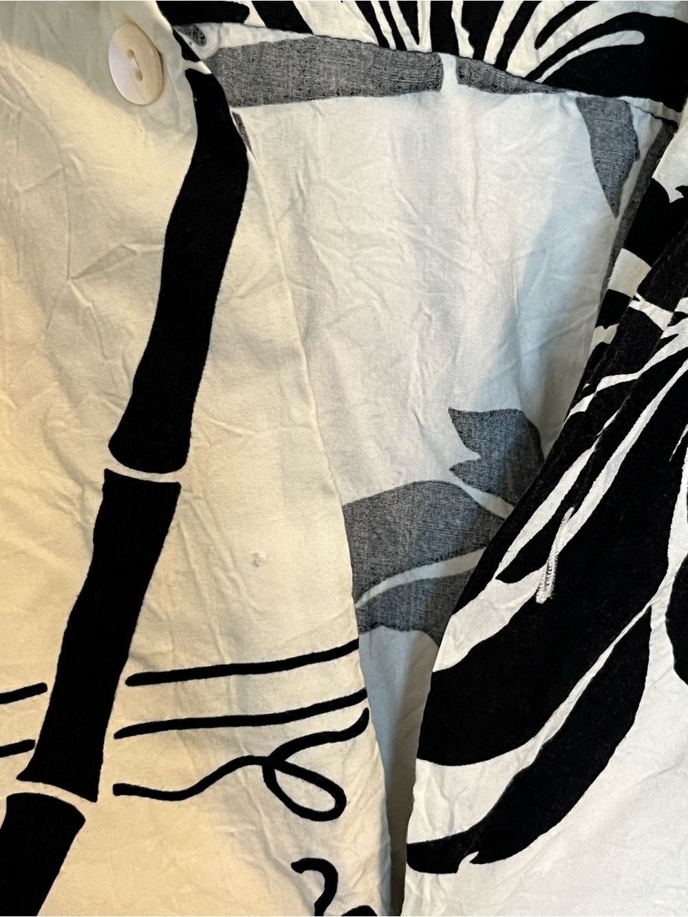 Tori Richard Honolulu Black White Tropical Crinkle Button Front Shirt XL Rayon - Picture 8 of 11
